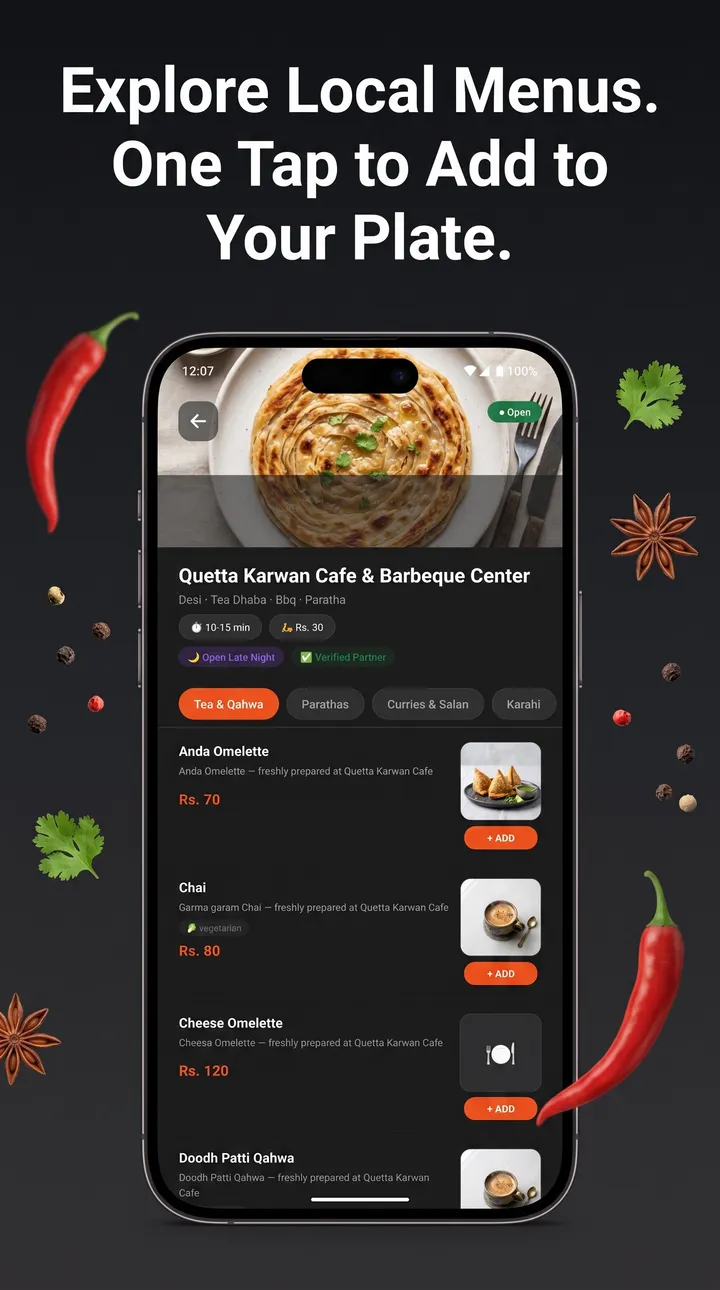 Menu & cart